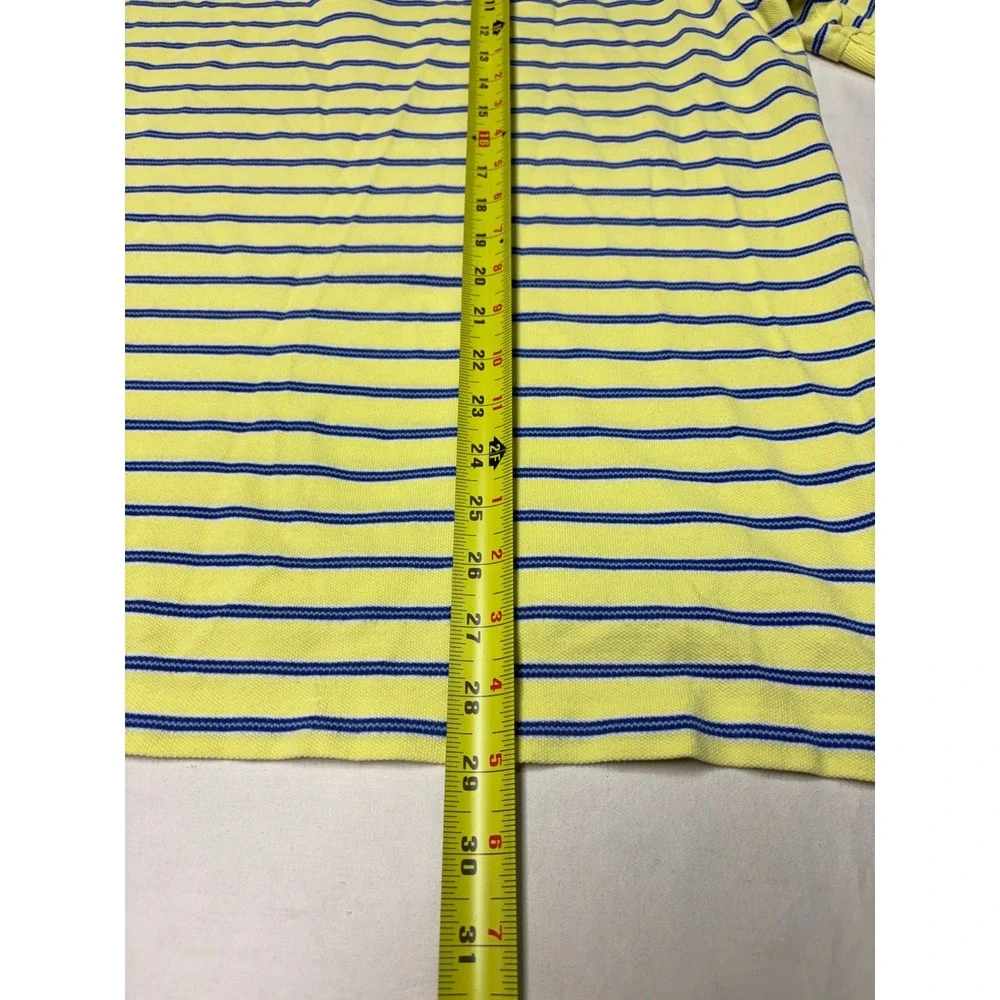 Polo Ralph Lauren Mens Large Yellow Striped Short Sleeve Cotton Pique Polo Shirt